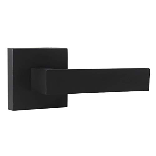 Probrico Black Door Handle, Dummy Handle on Square Rose, Half Door Knob, Single Side Matte Black Door Handle, One Side Door Lever Handle, 1 Piece