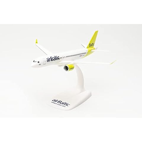 Herpa 613637 Airbus A220-300 airBaltic - YL-AAZ, Scale 1:500-Model Building Collector's, Minature Decoration, Airplane Without Pedastal, Metal Miniature Model, Multicoloured Cover