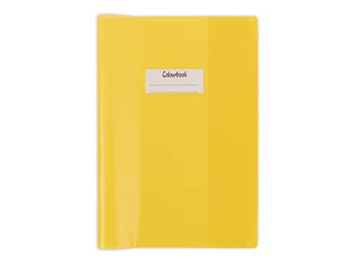 Colourbook Copertina Colorata Quaderno A4, PVC Resistente, Alette Salva Angoli, Etichetta Personalizzabile, Protezione Libri E Quaderni, Giallo