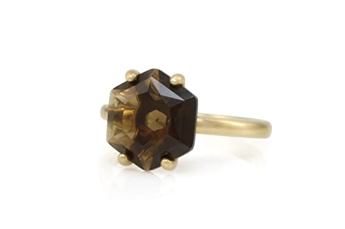 Bague quartz fumé solitaire mode fiançailles personnalisable pour femme