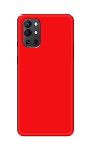 Image of Printed Hard Back Cover Case for OnePlus 9R 5G Back Cover (Plain Red) -1803