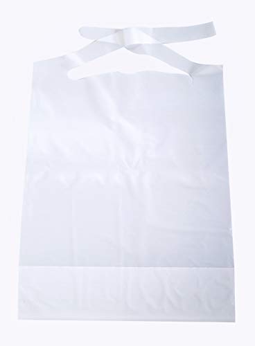 Disposable White Plastic Bibs for Kids (100 Pack)