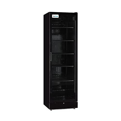 MEDI SANTE Frigo vitrine à boissons armoire réfrigérée, 1 porte vitrée, frigo professionnel 380L - 595x614x1805 (Black)