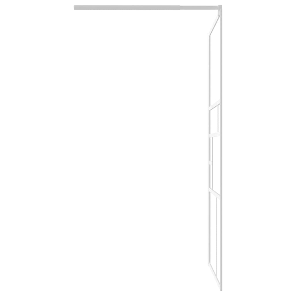 Mampara de ducha de cristal templado de seguridad 100 x 195 cm con marco de aluminio, color blanco, cristal transparente, protección contra salpicaduras para nicho, juego completo