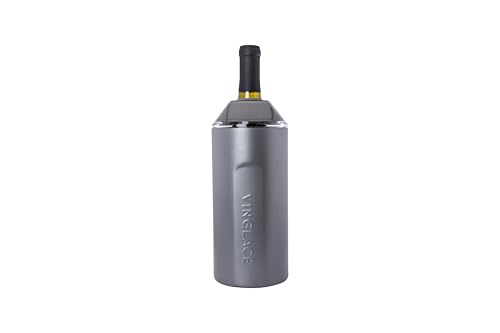 Vinglac Wine Bottle Chiller- Portable Champagne Insulator- Stainless Steel Wine Cooler Sleeve - Keeps Wine Cold (Graphite)