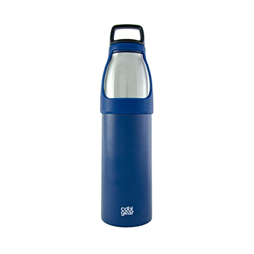 Cool Gear 2 Pack Saturn 24Oz Stainless Steel Water Bottle | Silicone Tension Strap Tumbler - Papaya/Blue #TOP1