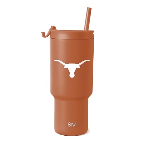 Image of Simple Modern Texas Longhorns Tumbler with Straw | 30oz | Collegiate | Trek Officially Licensed University of Texas Insulated Water Bottle, Travel Mug | Football Gift for Men, Dad, Him, Her