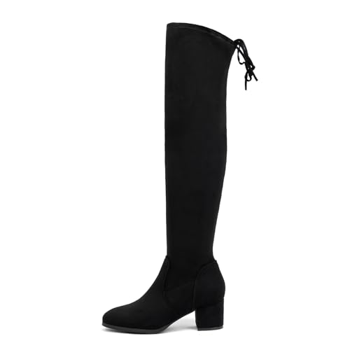 Women's Thigh High Boots Over the Knee Chunky Heel Fashion Sexy Long Boots with Zipper2