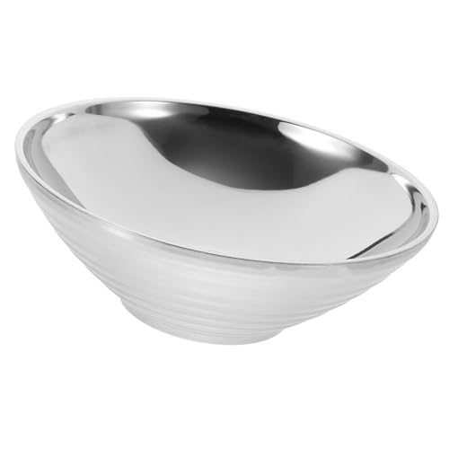 TOVINANNA Bol de Acero Inoxidable para Ramen y Ensaladas Doble Resistente y Reutilizable para Cocina y Restaurante para Mezclar y Servir Fideos Arroz y Frutas