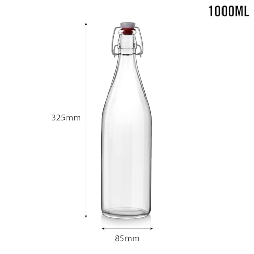 Image of HTC GLASSWARE Glass Water Bottle For Daily Use, 1000ml Transparent | Freezer Safe & Leakproof Flip Cap | Durable & Scratch Proof | Fridge Bottle For Juice, Milk & Cold Beverages