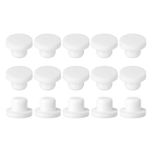 Image of uxcell 15Pcs Silicone Hole Plug, Waterproof Solid T-Shaped Rubber Stoppers Bottle Seal Tube Pipe Plug End Cap for 13mm /0.51 inch Hole for Bathtub Bottle, 0.39 inch Plug Height, White