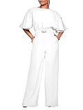 acelyn Elegant Jumpsuit for Women Dressy Sexy Plus Size Wide Leg Pant Suit One Piece Party Outfits White 2XL