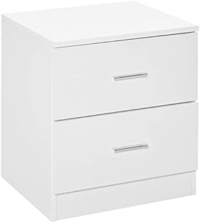 HOMCOM Bedside Table with 2 Drawers, Modern Nightstand, Cabinet Drawers Side Storage Unit for Bedroom, Living Room