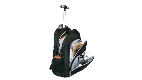 E-Z Roll” 20” Travel Rolling Backpack/Roller Laptop Backpack/Wheeled Business Bag, Overnight Bag/Carry-on Luggage/College Computer Backpack Water Resistant Unisex Adult Black4
