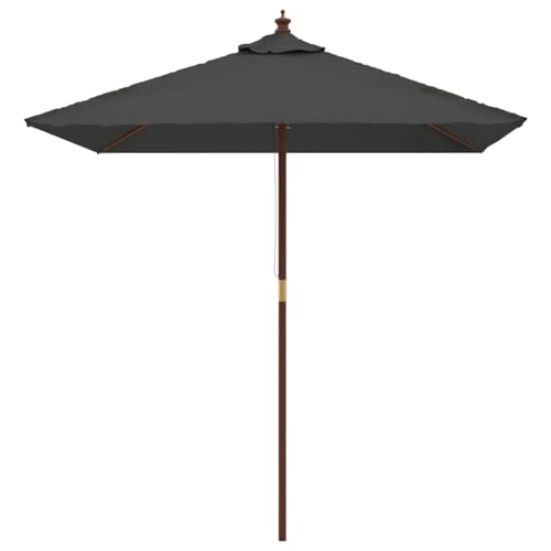 Homgoday Ombrellone con asta in legno, ombrellone da giardino, spiaggia, terrazza, mercato, protezione UV, per giardino, spiaggia, terrazza, antracite, 198 x 198 x 231 cm