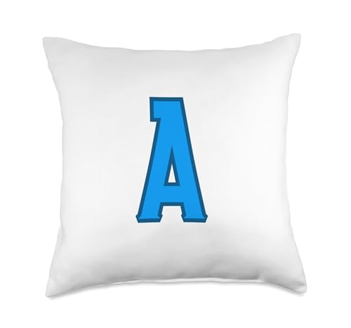 Blue Custom Personalized Letter A Monogram Throw Pillow