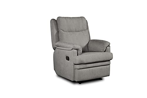 ECCOX - Sillón Reláx Boston- Sillón Reclinable Manual Tanto de Espalda como el Reposapié - Tapizado en Tela Antimanchas Aquaclean - Color Gris