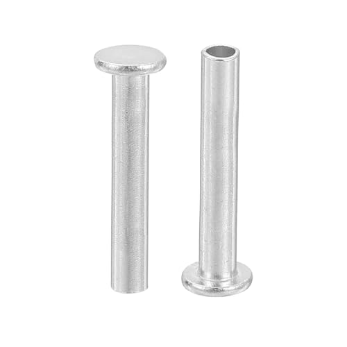 QUARKZMAN 50 Stück Halbhohlnieten, 3mm x 18mm Aluminium Flachkopf Halbhohle Nieten Metallniete für Industrie Haushaltsreparatur Befestigung, Silber