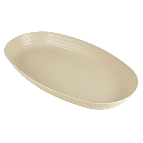 Cofan Fuente Ovalada Estilo Japonés | Pack de 6 Unidades o Unitario | Color Beige o Verde Agua | Medidas: 39 x 22 x 4,5 cm (Beige, 1)