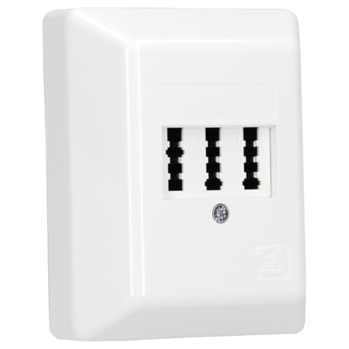 Rutenbeck Aufputz TAE-Anschlussdose/Telefondose NFF für 2X Telefon + 1x Nebenstelle (Fax, AB, Modem) 3x6 polig 2x6 Schraubkontakte reinweiß 10310114