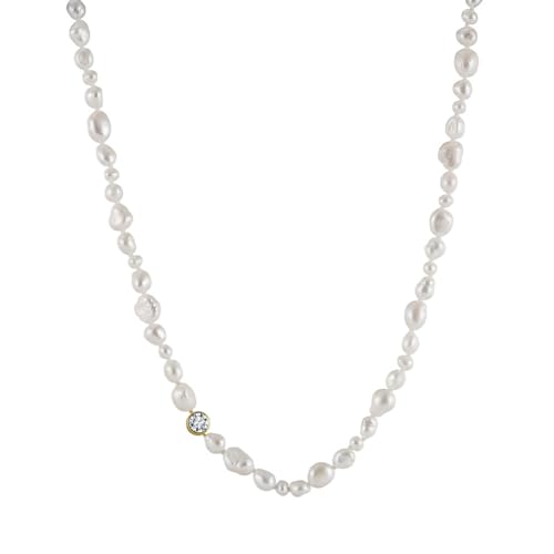 Collier perle de culture baroque anti-ternissement en argent 925 pour peau sensible