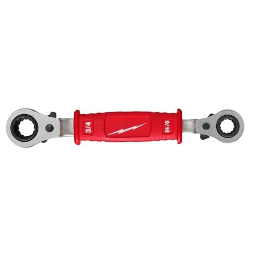 NEW 48-22-9212 for Milwaukee Linemans 4-in-1 Insulated Ratcheting Box Wrench - Red/Silver