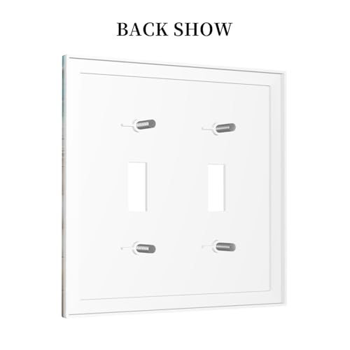 Decorative Light Switch Cover Plate Turtle Starfish Beaches Blue Wood Plank 2 Gang Wall Plate Oversized Double Toggle Two Switch Wall Cover Plate Dual Device Faceplate