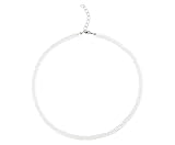 Gemshine Halskette mit weißen Achat Scheiben in 925 Silber oder vergoldet - Nachhaltiger, Fair Trade, Ethisch, Made in Germany, Metall Farbe:Silber