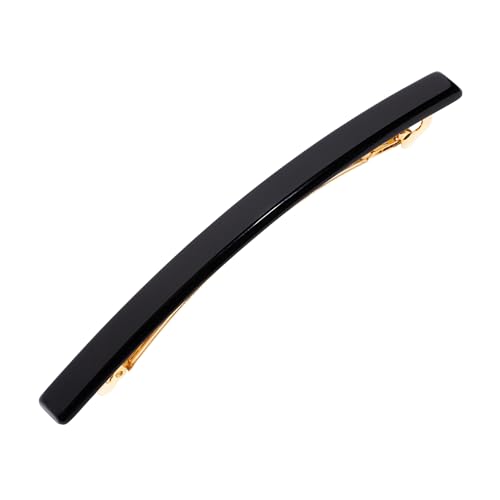 France Luxe Long & Skinny Barrette, Handmade French Classic Barrette for Women with Thin or Fine Hair, Lightweight with Strong Clasp, Hair Clips for Everyday Wear, Women’s Hair Accessories, Black