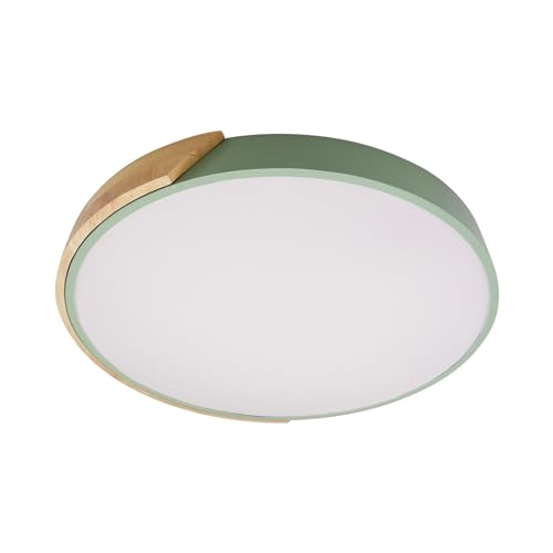 LEDKIA LIGHTING Plafón LED para Cocina, Comedor, Habitación, Baño 24W Circular Madera Ø418 mm Temperatura de Color Seleccionable (Blanco Frío, Neutro, Cálido) Semi-Dari Verde Celadón