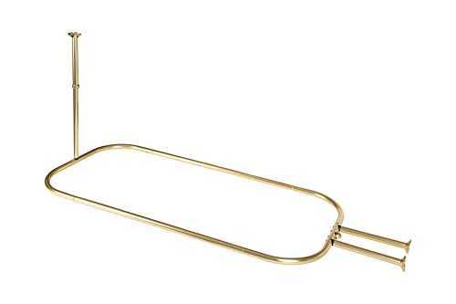 Utopia Alley Rustproof Aluminum Hoop Shower Rod | Ceiling Support for Clawfoot Tub, 54 Inch Extra Large Size by 26 Inch, Stylish & Comfortable Bathroom Decor, Gold Finish (64