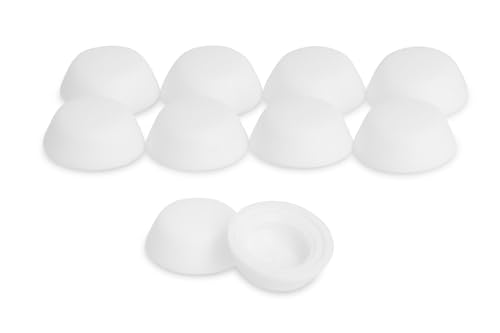 GleitGut Tapones para tornillos de cabeza alomada blancos, 10 unidades, para tornillos de alféizar de ventana (diámetro exterior: 10 mm, diámetro interior: 6 mm, altura: 4,0 mm)