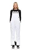 Arctic Quest Womens Ski Snow Bibs Pants Insulated Water Resistant Overalls Snowboarding Winter Waterproof Pants Women, White, Medium