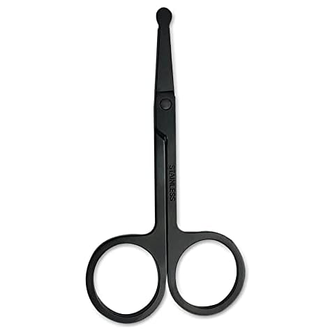 Stainless Steel Nose Hair Scissors for Trimming Facial Hair Ear Hair Eyebrow(Black) Cover