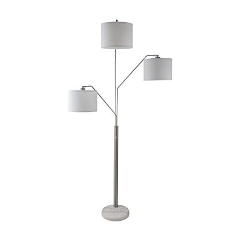 SH Lighting 83.5" Arc Tree Floor Lamp - Featrue 3 Hanging White Drum Fabric Shade with Adjustable Swing Arm and Marable Base - Great for Living Rooms, Bedrooms, or Arching Over Couches - 6949SN Cover