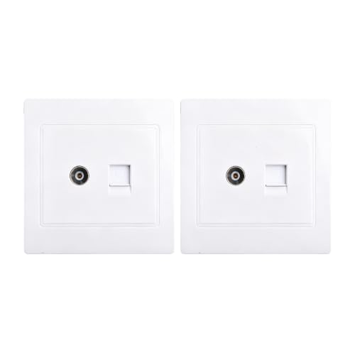 Adaptador RJ45 y toma de TV coaxial con tornillos para empotrar en pared 1
