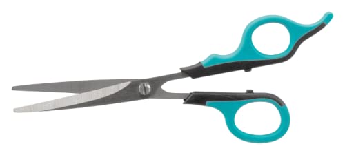 Image of Trixie Straight Scissors, Trimming Scissors for Dogs and Cats, Made with Stainless Steel, and Non-Slip Rubber Handle for Easy Grip, Round-Tip Design Makes It Safe to Use Around face Area - 18cm