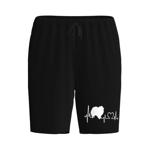 Pomeranian Heartbeat Dog Pajama Shorts for Men, Men's Pajama Bottoms, Sleepwear for Summer2