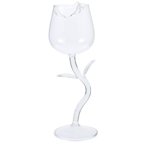 Mipcase Verre à Vin Mousseux en Verre Transparent de Rose 1 Pièce Coupe à Vin de Fête Élégante pour Mariage Saint-Valentin et Soirées Gobelet Floral Décoratif et Réutilisable