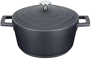 MasterClass Small Casserole Dish with Lid 2.5L/20 cm, Lightweight Cast Aluminium, Induction Hob and Oven Safe, Black