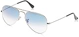 Protective case included Ray Ban Unisex Sonnenbrille Aviator, Gr. Large (Herstellergröße: 58), Silber (silber W3277)