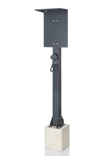 Kreainvent Universeller Hochwertig Wallbox-Standfuß für E-Ladestation mit Fertigbetonfundament für perfekte Stabilität (Dach EV KABELHALTERUNG Aluminium RAL 7016)