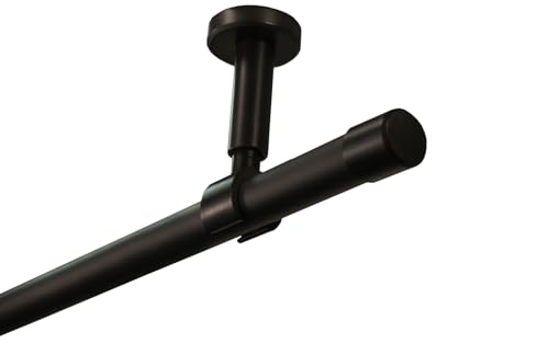 iso-design Gardinenstange zur Deckenmontage 20 mm Durchmesser in den Farben Edelstahl Schwarz und Messing matt Endstück Kappe 140 cm