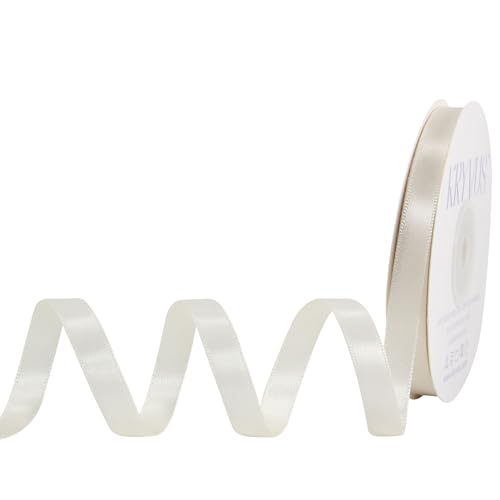 Kryvus Antique White Satin Ribbon, Double Faced 3/8 Inch X 25 Yards Antique White Ribbon, Premium Satin Ribbon for Gift Wrapping, Crafts, Hair Bow Making, Sewing, Flower Bouquet, Wedding Party Decor