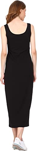 Image of ROARERS Women Maxi Length Sleeveless Cotton Black Dress