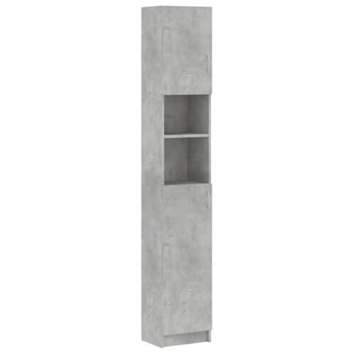 vidaXL Armario de Lavadora Cuarto de Baño Alto Estante para Lavadero Estantería Mueble Almacenamiento Almacenaje Toallas Ingeniería Gris Hormigón