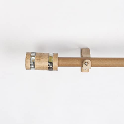 Image of The Decor Mart 52 inch to 144 inch Extendable Curtain Rod |1 inch Curtain Rods for Door & Windows Adjustable Iron Telescopic Drapery Bar with Wood Blend Finials | Wooden Finish