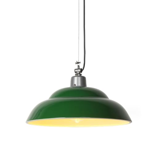Lampe suspendue industrielle en fer vert pour ambiance bistrot et café