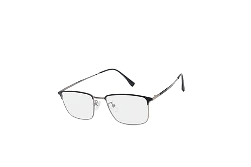 Image of ADMIRE Metal Frame Eyeglasses, Black, Rectangular Shape, Clear Lens, Lightweight Hal-Rim Spectacles