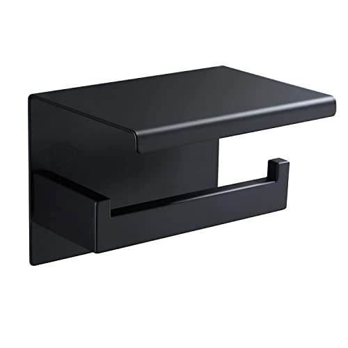 KSAZIOUK Portarrollos para Papel Higiénico, Portarrollos Baño Adhesivo, Acero Inoxidable Portarrollos de Papel Higiénico con Separador (Negro) Cover